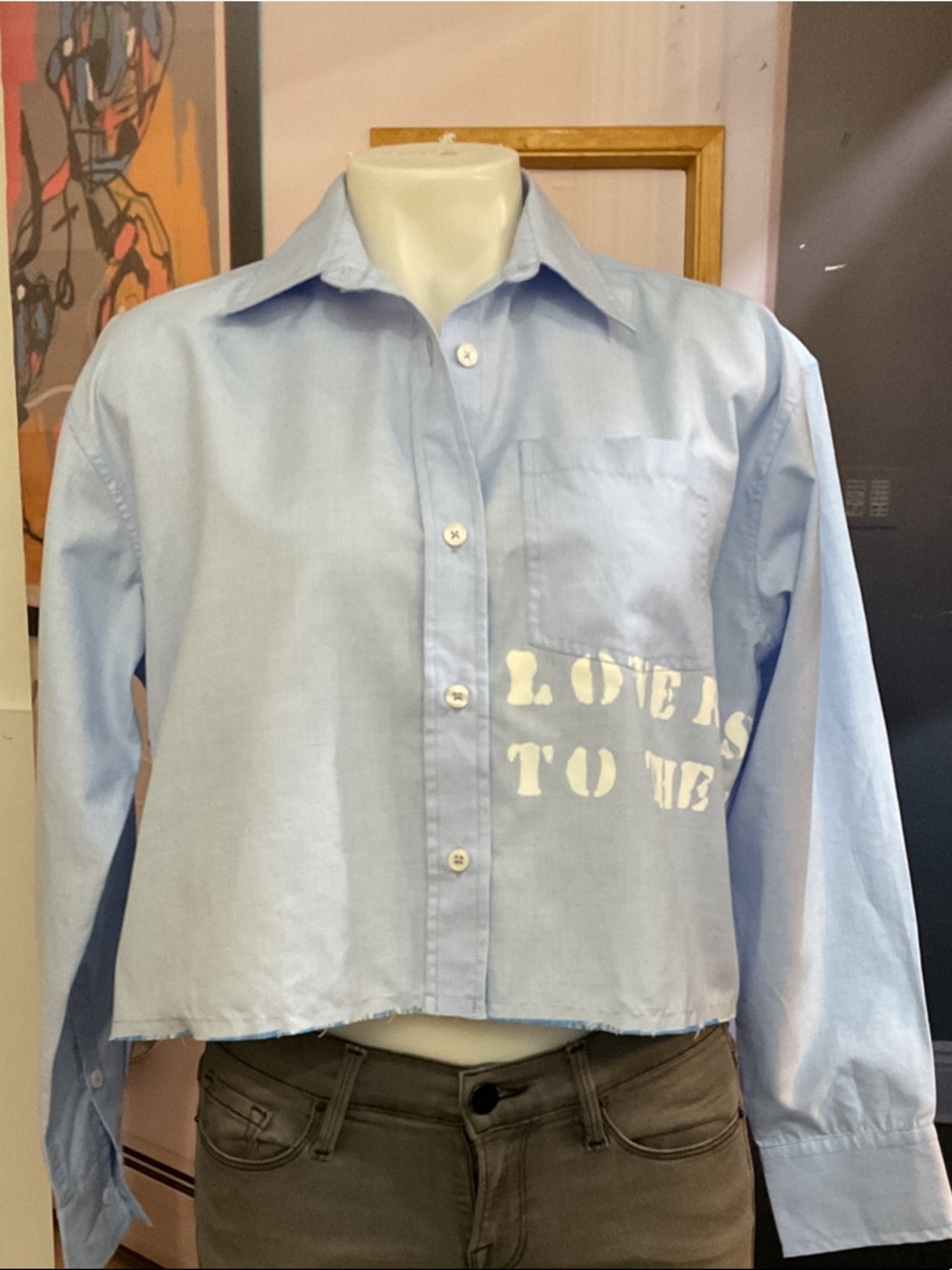 Kerri Rosenthal Light Blue Pleated Shirt Panel